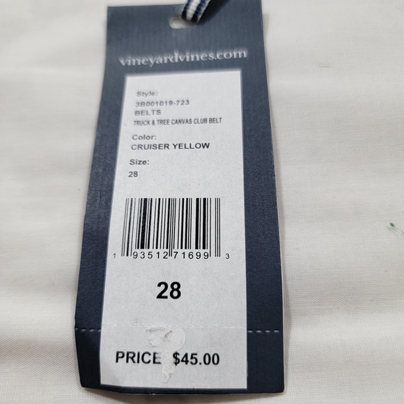 NWT Vineyard Vines Boy's Xmas Truck and Tree Canvas Club Belt Yellow 28 - Picture 3 of 5